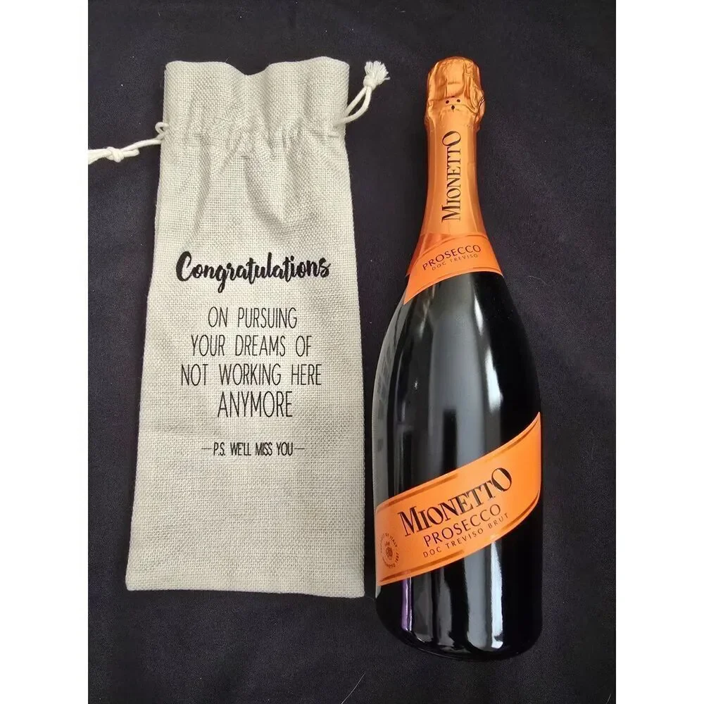 Rustic Fabric  Drawstring Wine Gift Bag